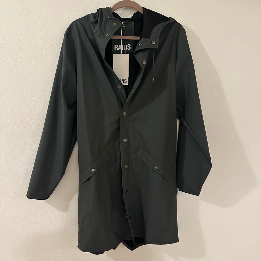 Rains Waterproof A-Line Rain Jacket in Charcoal (size XS) NWT